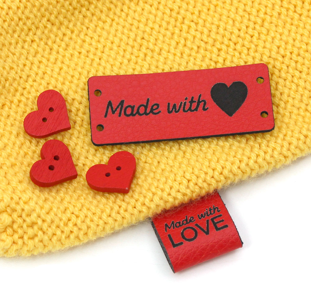 20/50Pcs Made With Love PU Leather Labels Handmade Tags For Clothes Hand Made Sewing Knitting Label Gift/Bag Decoration 5x2CM