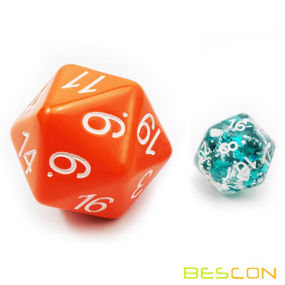 Bescon Jumbo D20 38MM, Big Size 20 Sides Dice Opaque Orange, Big 20 Faces Cube 1.5 inch