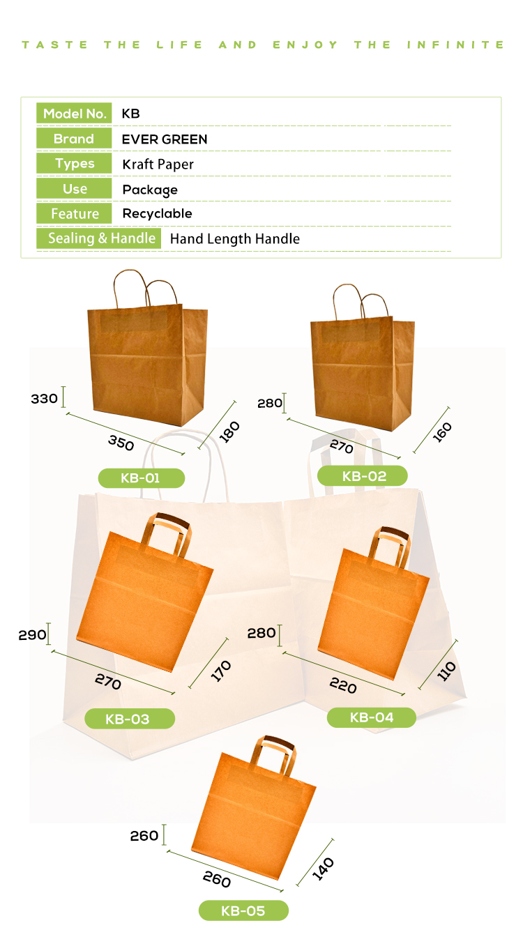 different sizes paper bags