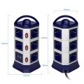 Tower Power Strip Vertical Outlets EU Electric Plug Sockets USB Ports Individually Switches 1.8m/6ft Retractable Extension Cord