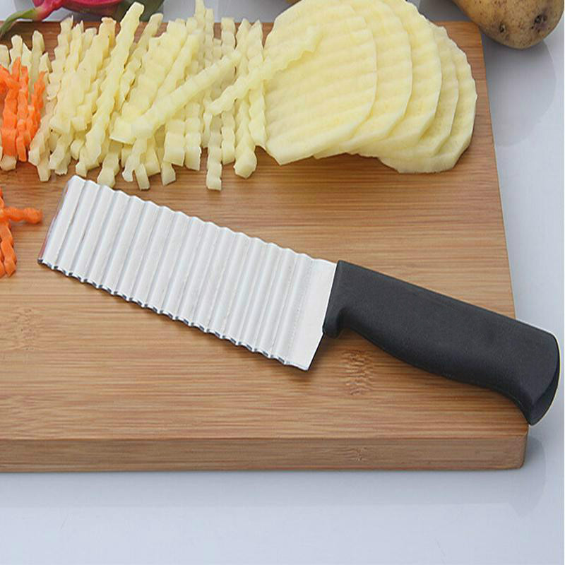 Stainless Steel Potato Chip Slicer Dough Vegetable Fruit Wrinkle Wave Potato Cutter Knife Potato Shredder Vegetable Cutter