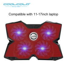 COOLCOLD Heavy Duty Laptop Cooling Pad Gaming Notebook Cooler Stand With Four USB Powered Fan For 11'' 12'' 15.6'' 17'' Notebook