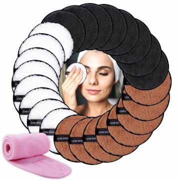 Makeup Hairband Spa Facial Headband Makeup Wrap Head And 3pcs Make up Remover Towel Face Cleansing Powder Puff Face Skin Care To