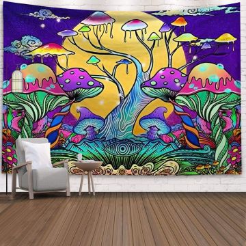 Psychedelic Moon Starry Tapestry Flower Wall Hanging Room Sky Carpet Dorm Tapestries Art Home Decoration