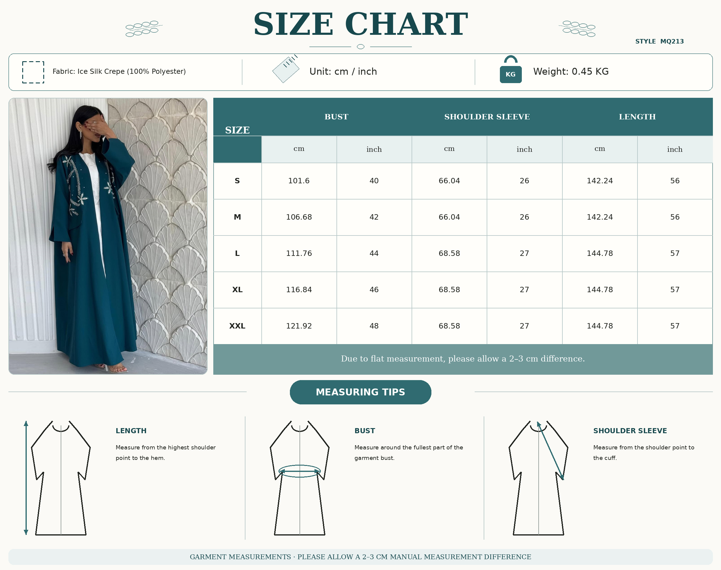 Elegant Floral Embroidered Open Kimono Abaya