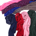 Women's Bubbles Chiffon Scarf With diamond studs Pearls scarf plain hijab shawls Wraps solid color muslim hijab scarf