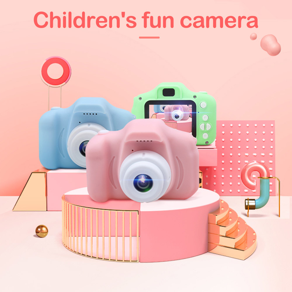 2 Inch HD 1080P Chargable Digital Mini Kids Camera Cartoon Cute Camera Toys Outdoor Photography Props for Child Birthday Gift