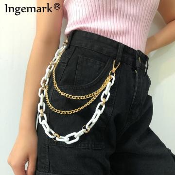 Punk Street Rock Long Trousers Hipster Key Chains Street Acrylic Wallet Belt Chain Pant Keychain Women Men Hip Hop Jewelry Gifts