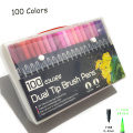 12/18/24/36/48/72/100 Colors FineLiner Drawing Painting Watercolor Art Marker Pens Dual Tip Brush Pen School Supplies