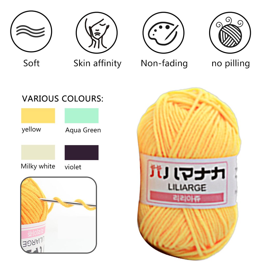 Retail 25g/ball Colorful 4# Combed Soft Baby Milk Cotton Yarn Fiber Velvet Yarn Hand Knitting Wool Crochet Yarn DIY SweaterJK476
