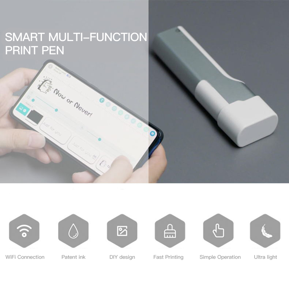 Portable DIY Handheld Print Pen Printer Inkjet Pen Tattoo Printing Machine for All Surfaces Pattern Tattoo Code Printing Pen