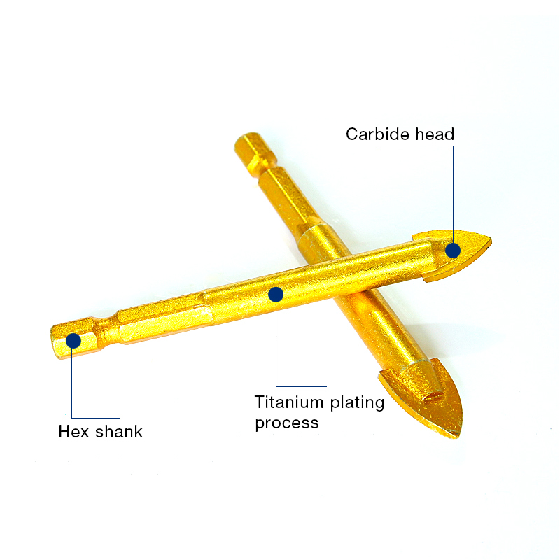 Cross 1/4'' Hex Shank Glass Concrete Drill Bit Tungsten Carbide Tip Wall Ceramic Tile Drill Hole Cutter Power Tool Accessories