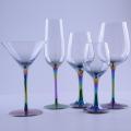 Handmade Long Rainbow Stemmed Clear Color Wine Goblet