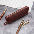 Genuine Leather School Pencil Case Korean Cartridge Penal Crazy Horse Pen Box Vintage Kid Pencilcase Stationery Kit Supplies Bag