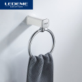 LEDEME Bathroom White Simplicity Round Style Wall-Mounted Towel Ring Holder Hanger L30204W