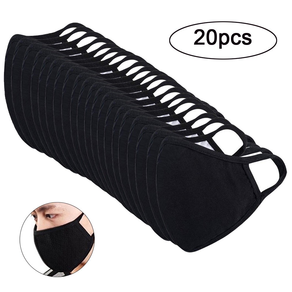 20 Pcs Black Ski Fase Maksk For Germ Protection For Adults Fashion Cotton Ski Fasemask Reusable Washable Breathable Bandana