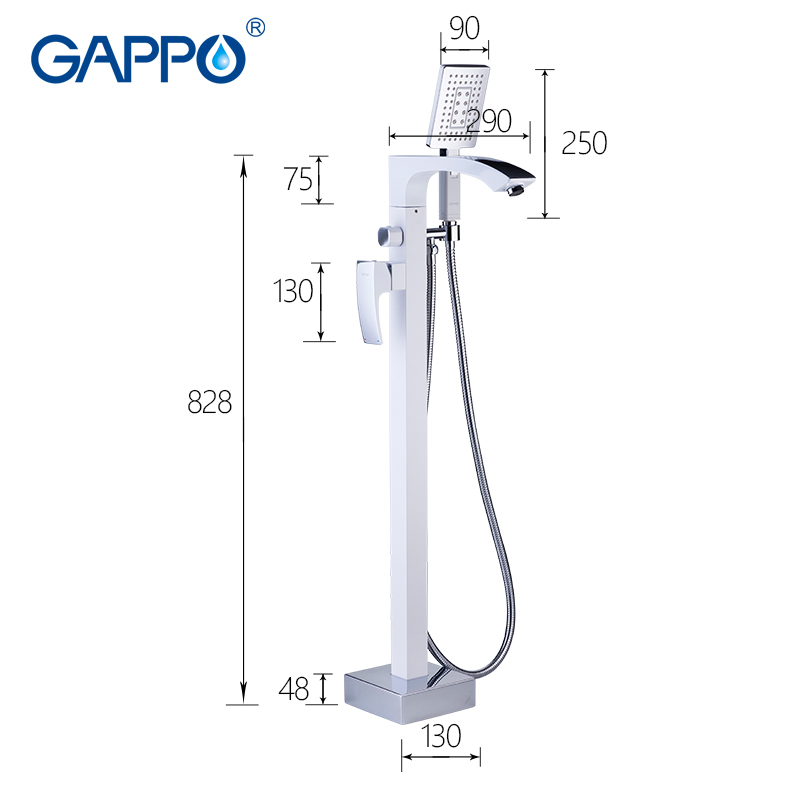 GAPPO sanitary ware suite do anheiro taps white free bathtub faucets brass bathroom rainfall shower bathtub faucet baignoire