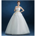 Vestido De Noiva 2020 New Arrival Lace Sleeveless Strapless Ball Gown Lace Up Wedding Gowns Elegant Bride Dress with Sashes