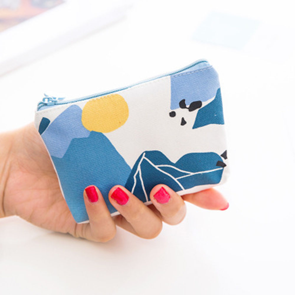 1pc Women Girls Canvas Fashion Coin Purse Wallet Small Cute Credit Card Holder Key Money Bags Kids Children Zipper Pouch Gift