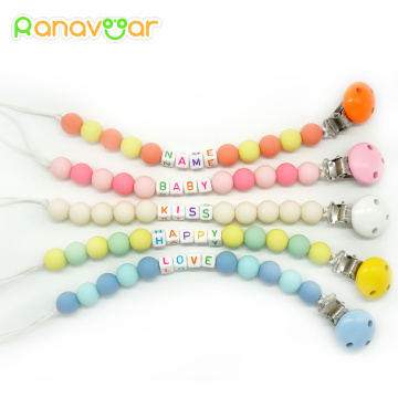 Personalised- Any Name Pacifier Clips Gift Dummy Handmade Pacifier Chain Holder Baby Nipple Feeding Garment Wooden Clip NZL04
