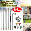 7Pcs 1/4" High Pressure Washer Spray Lance w 5 Nozzles Quick Connect Extension Wand Rod Rotating Turbo Jet Tips Angle Adjustable