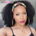 Headband Wig Human Hair Afro Kinky Curly Brazilian Remy Full Machine Made Headband Wig For Black Women Natural Color MYLOCKME