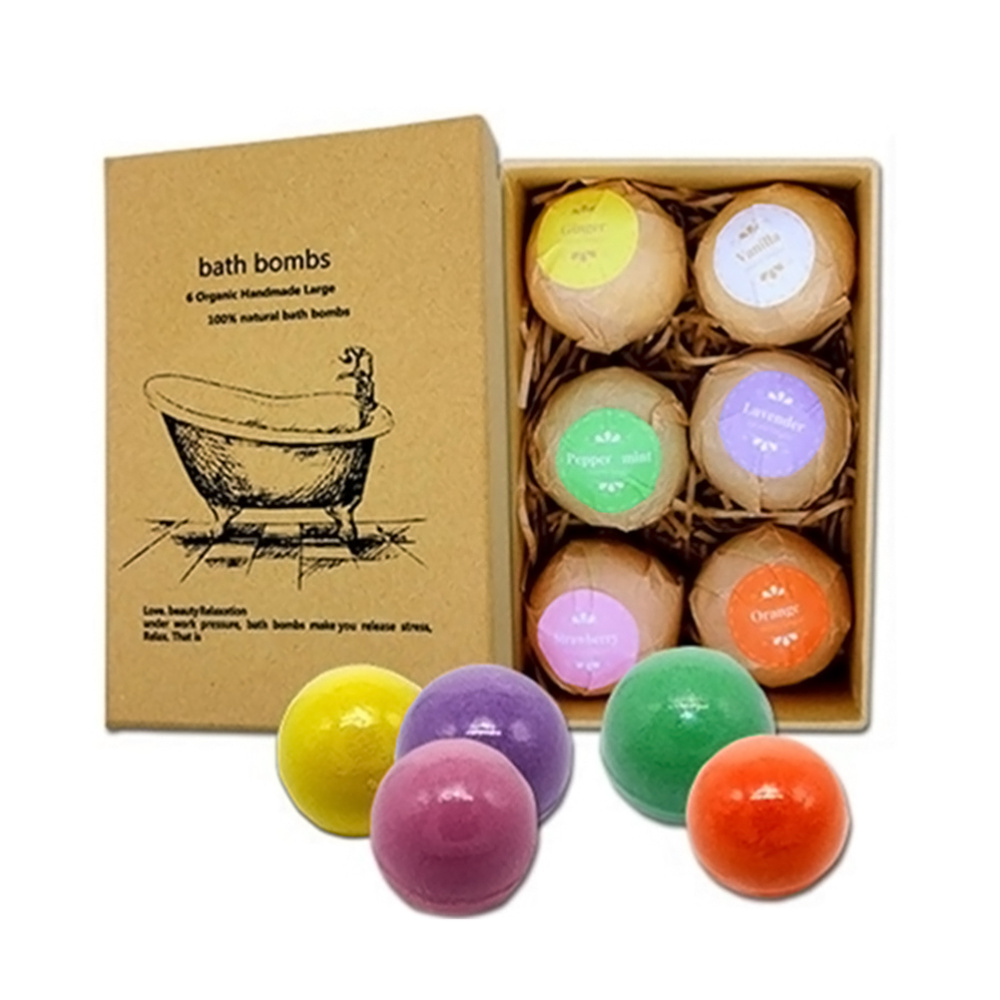 6 PCS Bath Salts Bath Bombs Exfoliating Stress Organic Bubble Fizzies Essential Oil Bubble Ball For Women Men(Random Color)