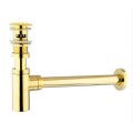 Luxury Bottle Trap Brass Round Siphon gold chrome P-TRAP Bathroom Vanity Basin Pipe Waste With Pop Up Drain