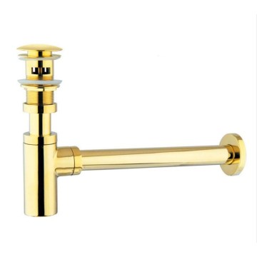 Luxury Bottle Trap Brass Round Siphon gold chrome P-TRAP Bathroom Vanity Basin Pipe Waste With Pop Up Drain