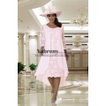 Comfortable Plus size Tea-Length Mother of the bride dress Pink