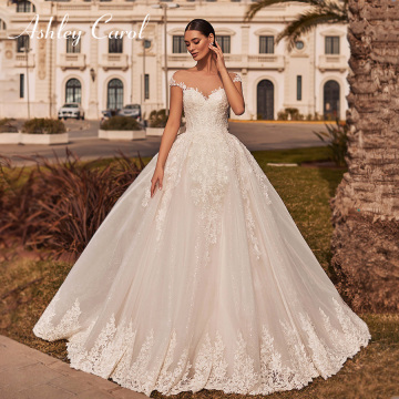 Ashley Carol A-Line Wedding Dress 2021 Delicate Beading Appliques Sweetheart Bride Backless Lace Up Shiny Princess Bridal Gown