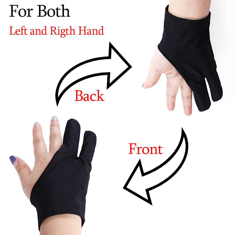 1PC Black Free Size Artist Drawing Glove Any Graphics Drawing 2 Finger Anti-fouling,both For Right And Left Hand Write Supplies