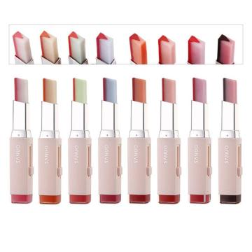 Korean Version Gradient Color Lipstick V Shape Three-Dimensional Two-Tone Lipstick for Girls Long-Term Moisturizing
