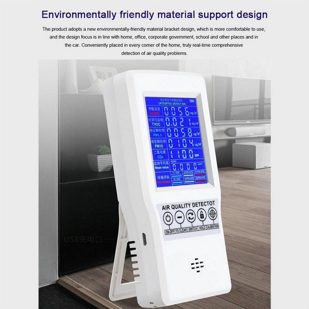 Formaldehyde detector Gas Analyzers CO2 PM 2.5 Meters TVOC HCHO AQI Carbon Dioxide Detector Protable Air Quality Tester