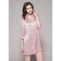 19 Momme Classic Silk Nightshirt Women's Nightgown Button Down Sleepshirt Boyfriend Notch Collar Sleepwear