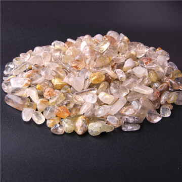 Gold Quartz Rutilated Crystal Stone Rock Gravel chips beads Specimen Decor Natural stone minerals Fish Tank Bonsai Decoration