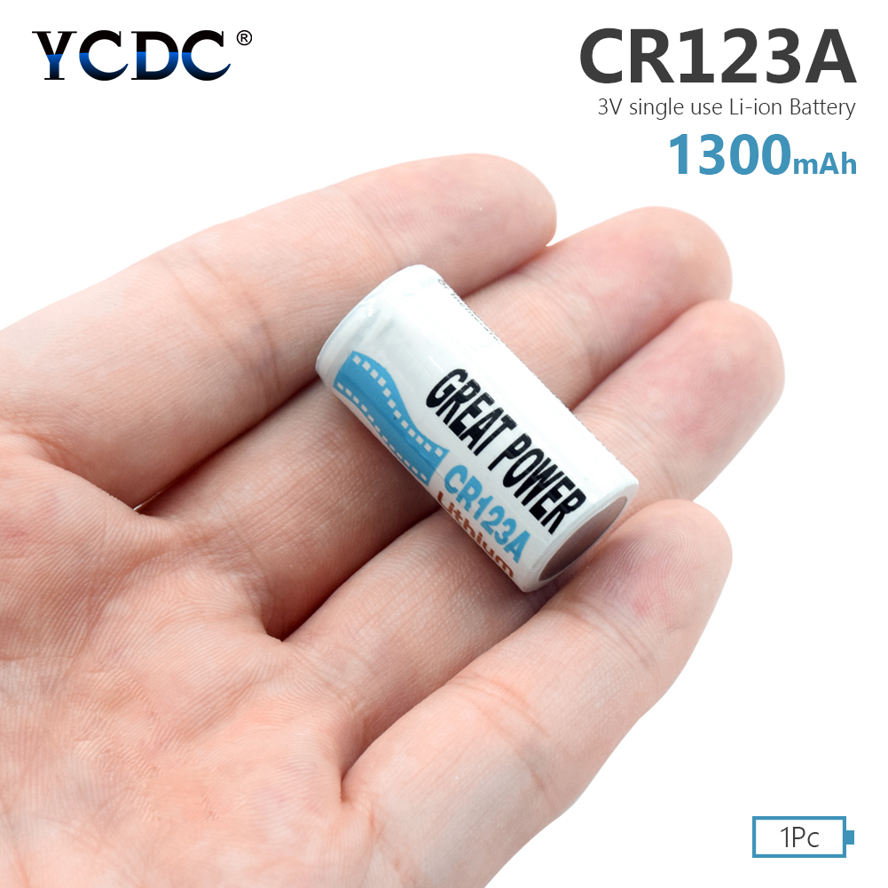 YCDC 3V CR123A Lithium Battery 1300mAh CR123 CR17335 CR17345 Batteries For Camera battery primary lithium battery