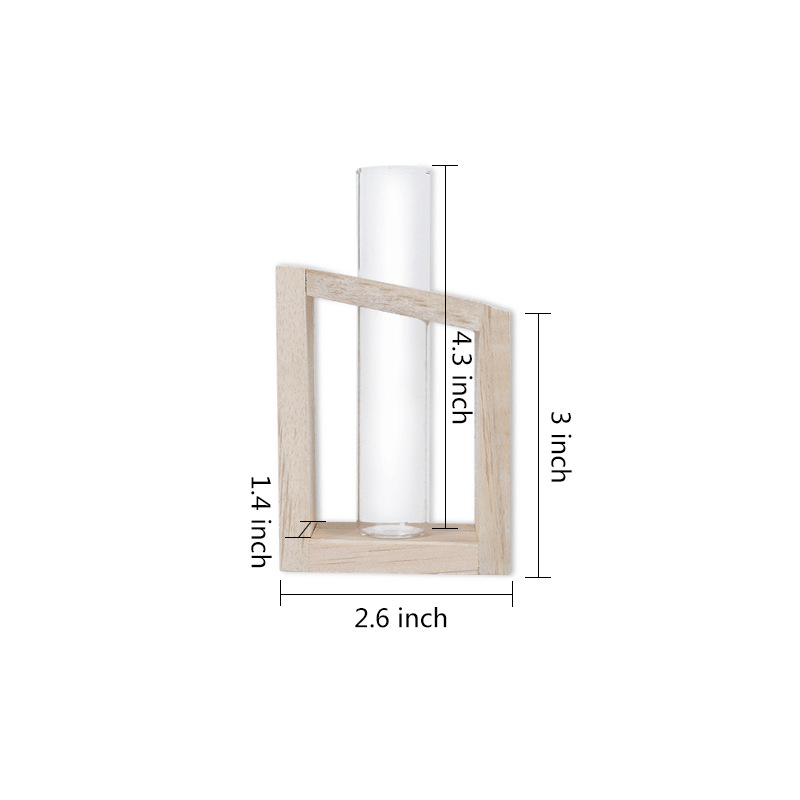 Test Tube Vase Crystal Glass Test Tube Vase in Wooden Stand Flower Pots for Hydroponic Plants Home Garden Decoration