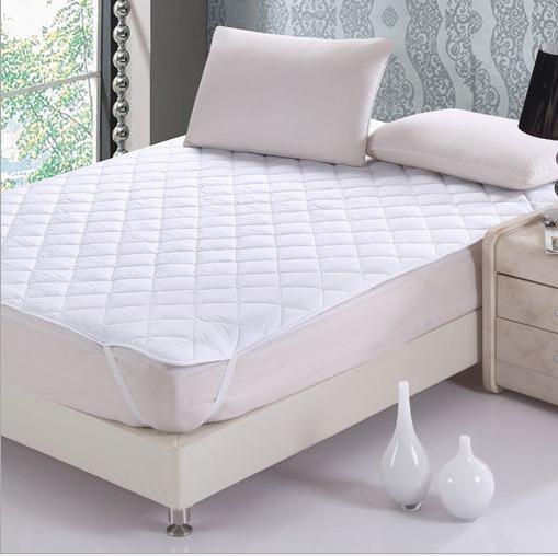 one piece white quilted mattress Pad with soft polyester filling single double queen king mattress cover also call fitted sheet