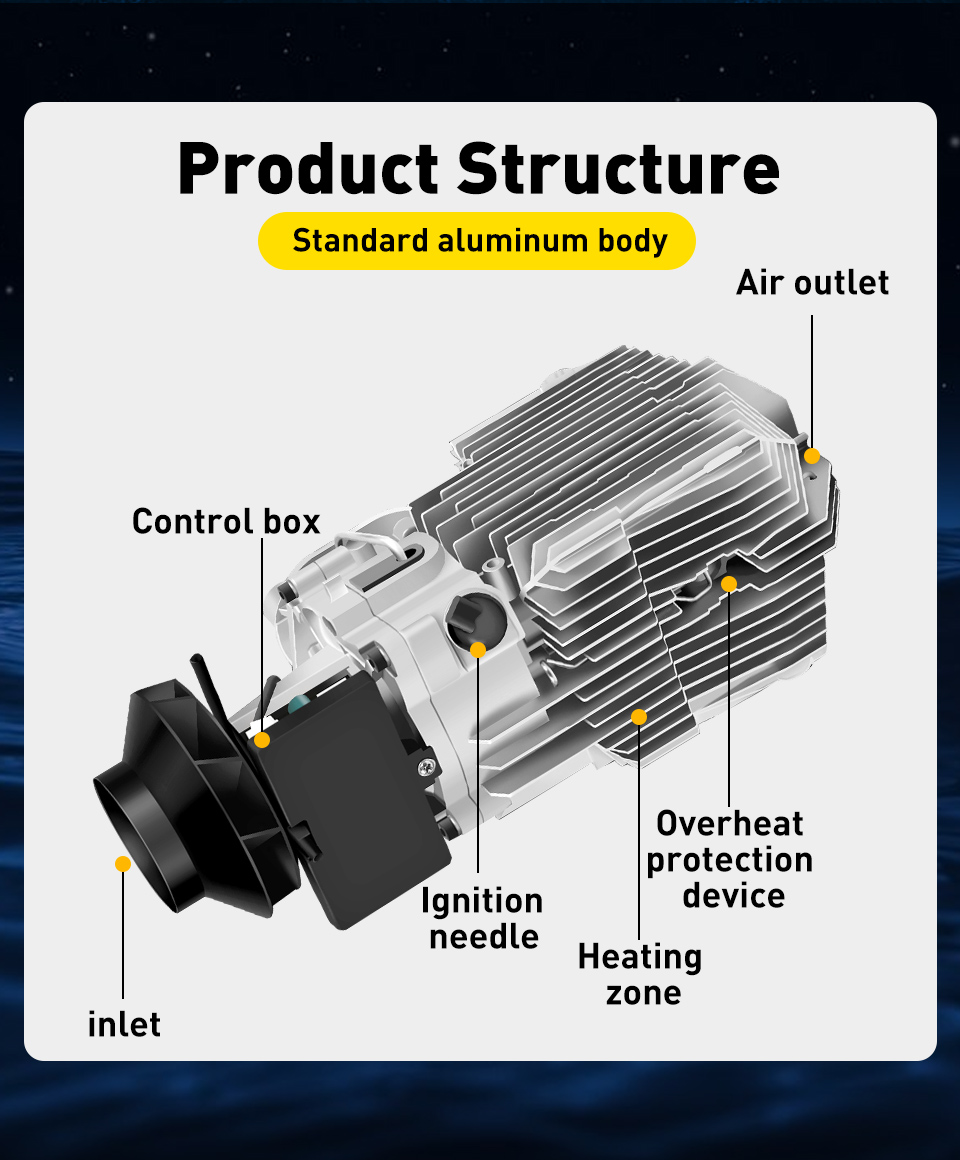 12V 2KW Car Diesels Air Parking Heater Car Heater LCD Remote Control Monitor Switch + Silencer for Trucks Bus Trailer Heater