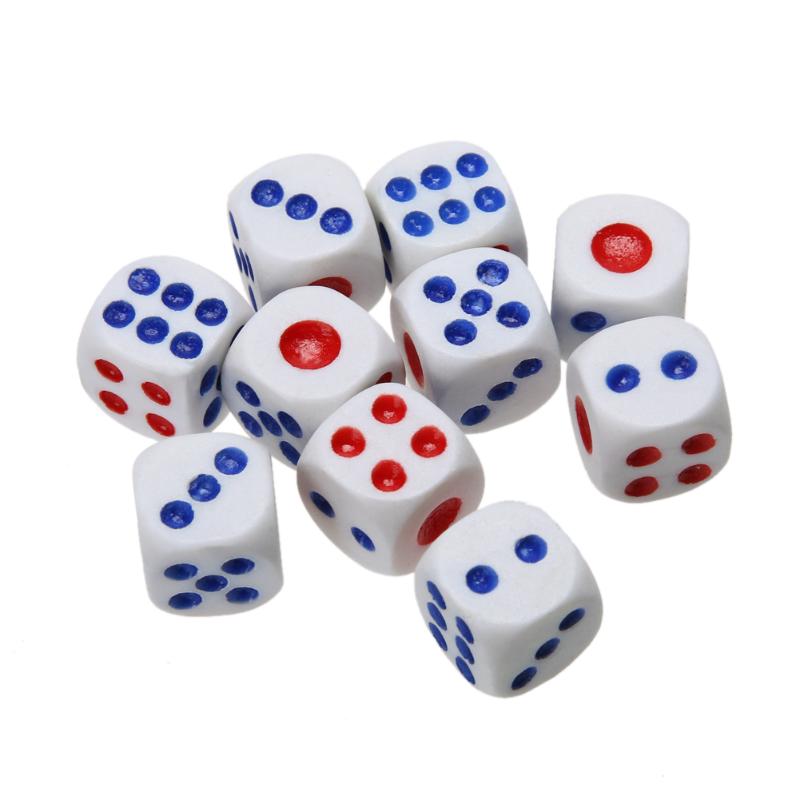 10Pcs 10mm Acrylic White Round Corner Dice Clear Drinking Dice Portable Table Playing Game