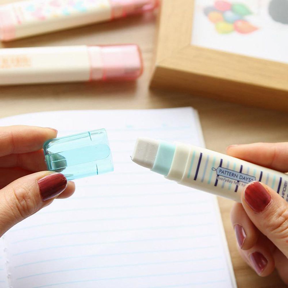 Cute Kawaii Heart Flower Rubber Erasers Lovely Stripe Pencil Eraser For Kids Gift Creative Korean Stationery Novelty Item