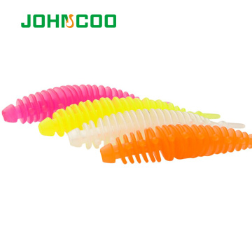 JOHNCOO Trout 12pcs TPR Soft Bait Artificial Wobblers 57mm 1.34g Soft Worm Tail Grub Minnow Swimbait Ocean Rock Fishing Lure