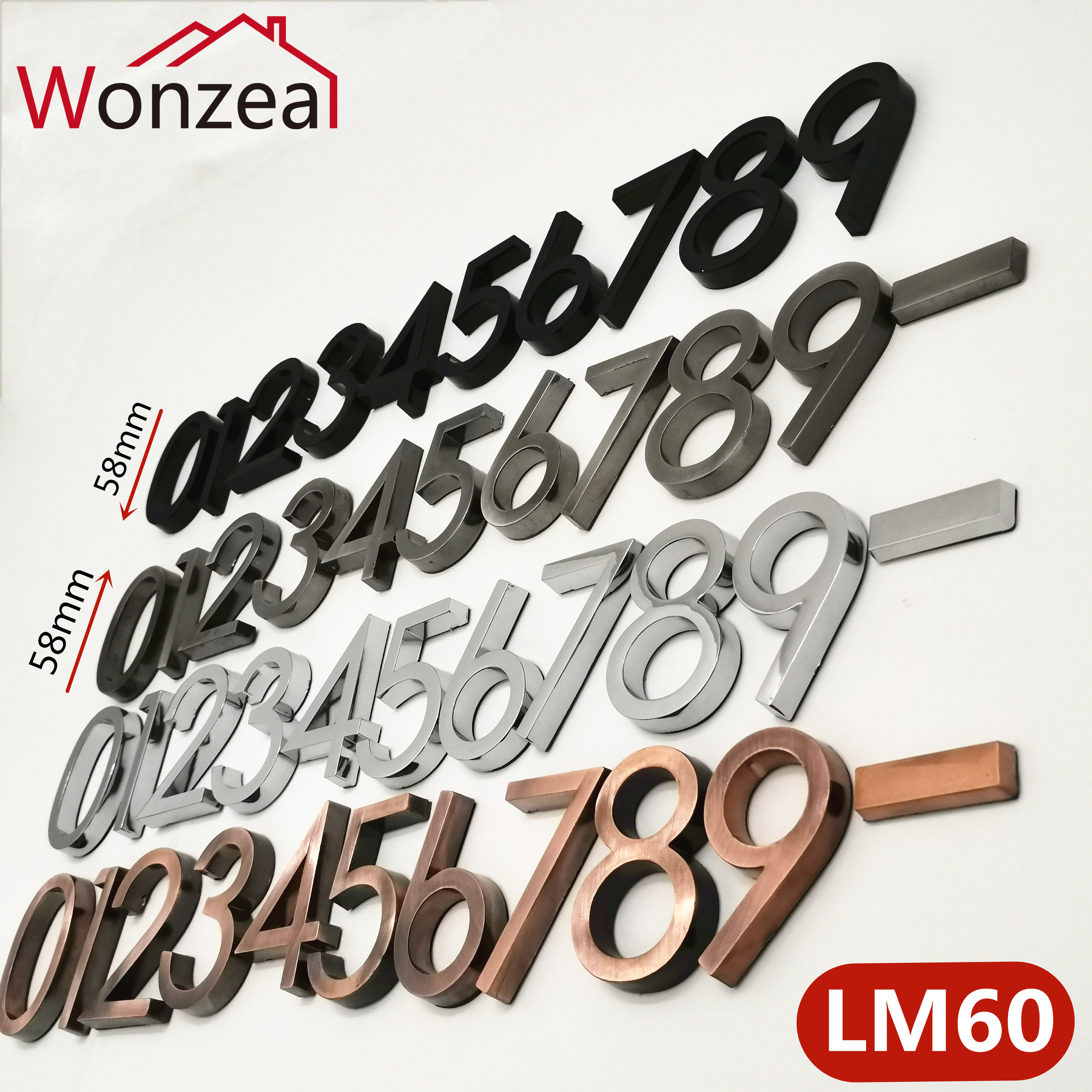 012345678-9 Modern Plaque Door Number House Letter Hotel Door Address Digits Sticker Plate Sign ABS plastic