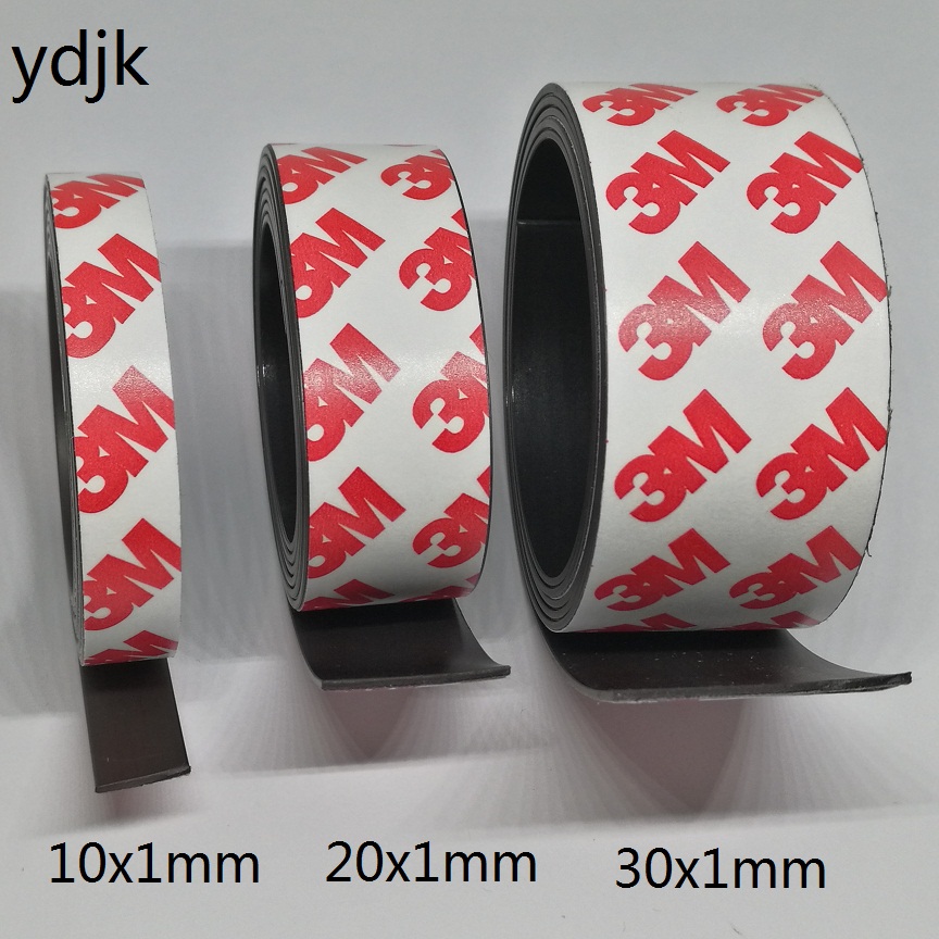 1Meter/lot Rubber Magnet 10*1 20*1 30*1 mm self Adhesive Flexible Magnetic Strip Rubber Magnet Tape width 10mm/20mm/30mm