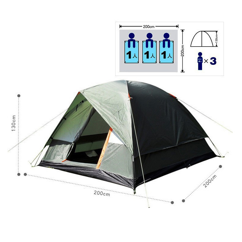 4 Person Double Layer Camping Tent 200x200x130cm Outdoor Rainproof Travel Tent for Hiking Fishing Camping Russian Local Delivery