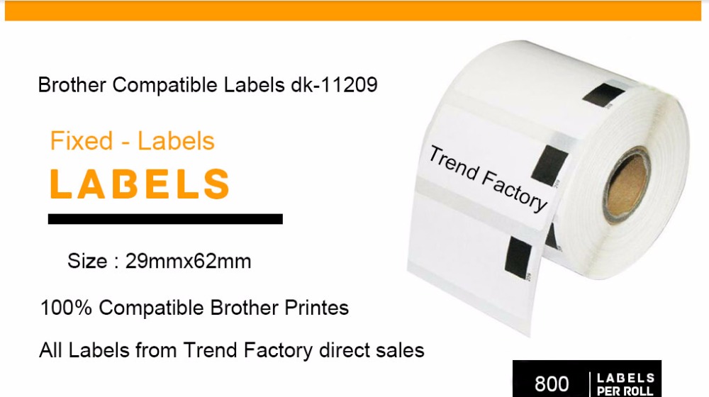 6 Refill Rolls Compatible DK-11209 Label 62mm*29mm 800Pcs Compatible for Brother Label Printer White Paper DK11209 DK-1209