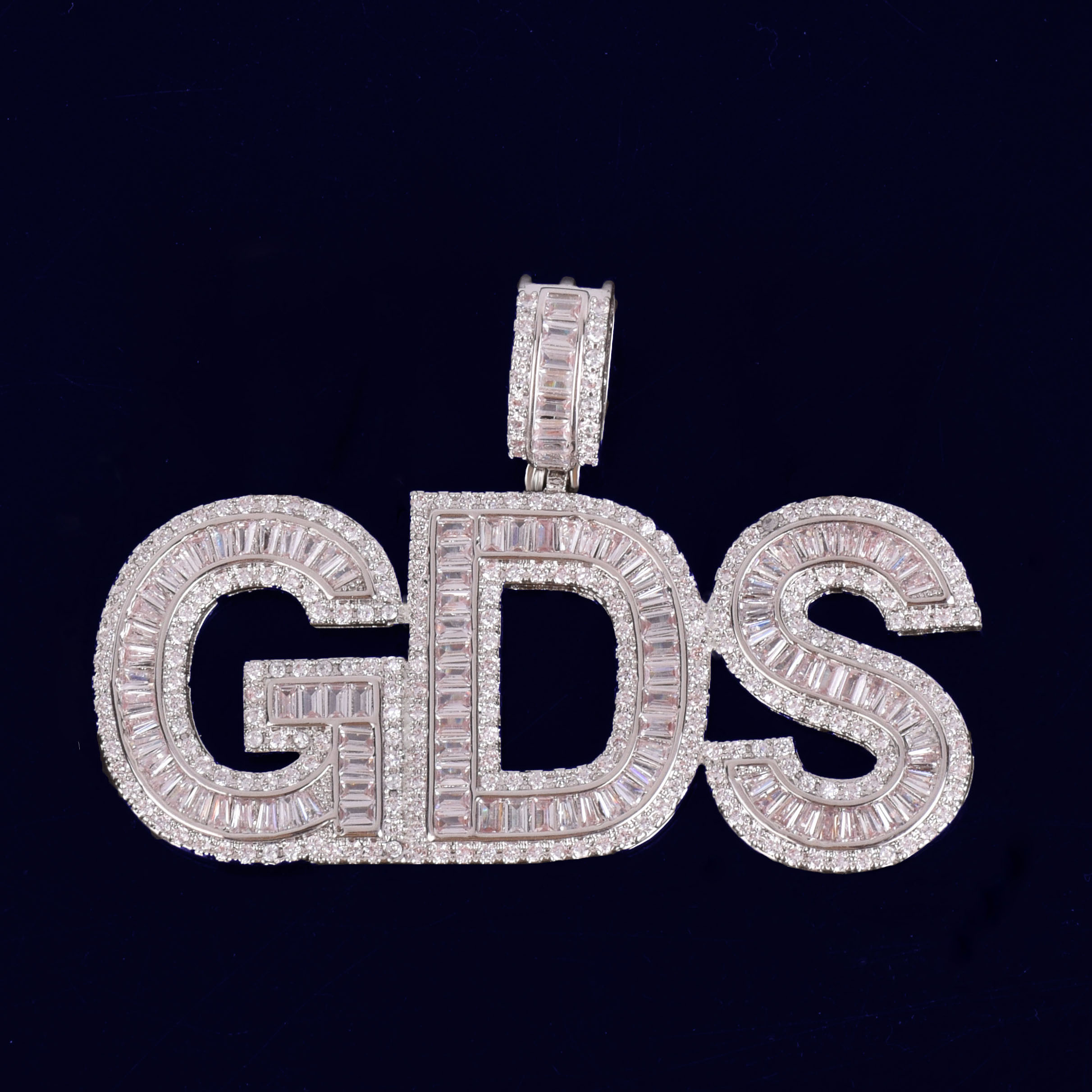 Custom Name Baguette Zircon Letters Pendant Gold Color Men's Hip Hop Necklace Chain Rock Jewelry