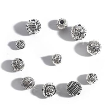10-50pcs 5-9mm Antique Silver Color Tibetan Metal Beads Round Loose Spacer Beads For Jewelry Making DIY Bracelet Nekclace