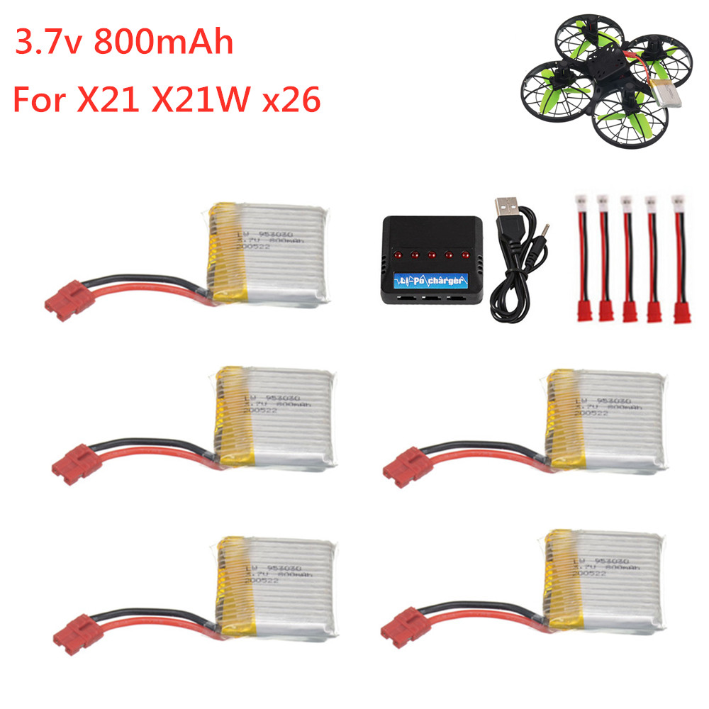 Upgraded 3.7V 800mAh lipo Battery +Chager for SYMA X21 X21W X26 Quadcopter Spare Parts Remote Control Helicopter Accessories
